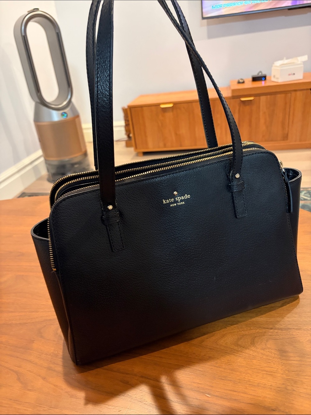 kate spade Black Leather Double-Zip Satchel